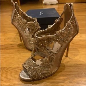 Oscar De La Renta Ambria Rose Gold/Mesh Beaded Open Toe Bootie